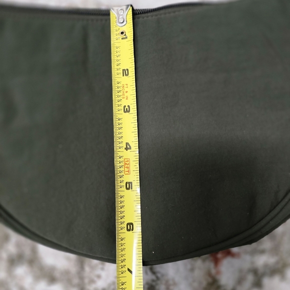 Uniqlo Round Dark Green Mini Nylon Bag Crescent W/ Inside And Side Pockets-NWT - Picture 10 of 12